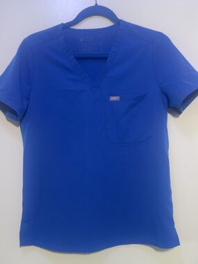 FIGS Catarina Royal Blue V‑Neck Scrub Top